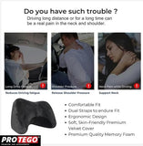 PROTEGO Universal Memory Foam Car Neck Rest Pillow with Washable Velvet Cover | Relieves Neck Pain | Ergonomic Support Orthopedic Cushion Ultra Soft | for All Hatchback SUV Sedan Cars | Black