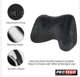 PROTEGO Universal Memory Foam Car Neck Rest Pillow with Washable Velvet Cover | Relieves Neck Pain | Ergonomic Support Orthopedic Cushion Ultra Soft | for All Hatchback SUV Sedan Cars | Black