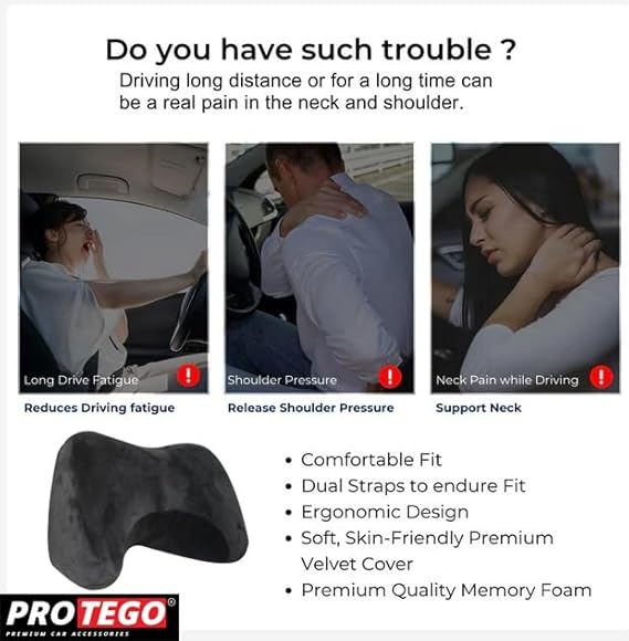 Car neck rest pillow, dark curved support cushion for car headrest