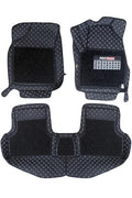 Custom-fit car floor mat with diamond stitching and black carpet insert, side pieces