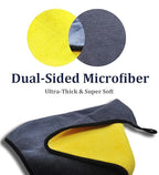 Dual-sided microfiber cloth: yellow and dark gray with dark border