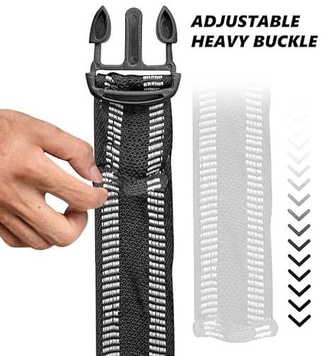 Adjustable heavy buckle strap with elastic webbing for securing a car cover