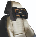 Car neck rest pillow, dark fabric cover with adjustable straps attached